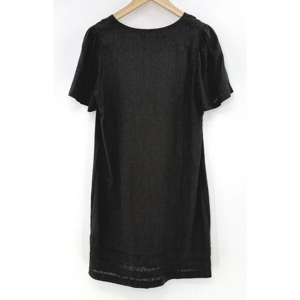 Nicole Miller Women’s Linen Blend Black Dress Pullover Boho‎ Preppy Size Small